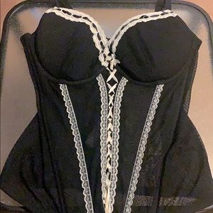 Black lace with white trim bustier top
